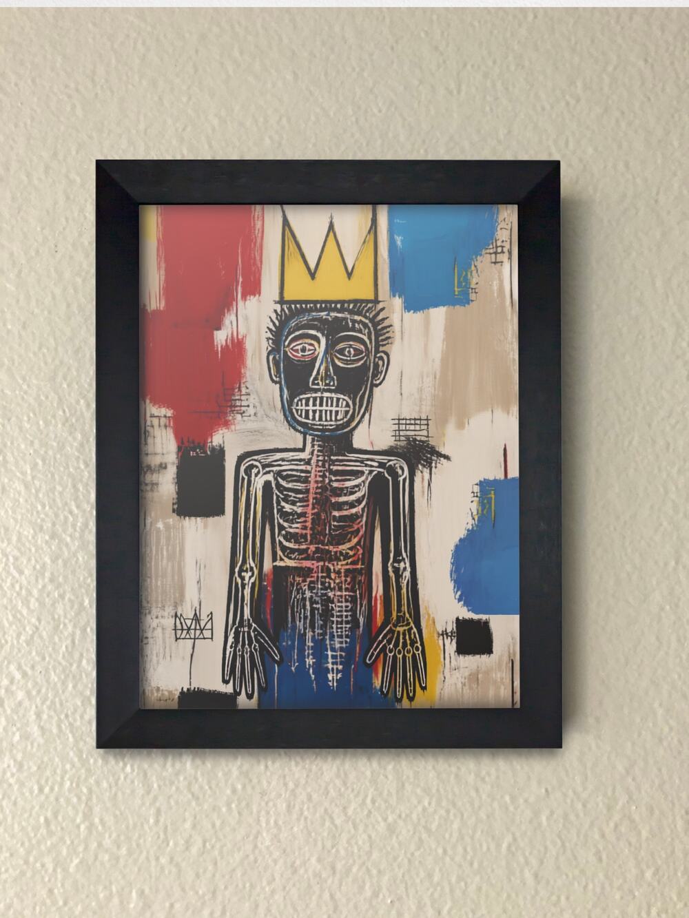 Basquiat Inspired Wall Art – Neo-Expressionist Street Art Framed Print